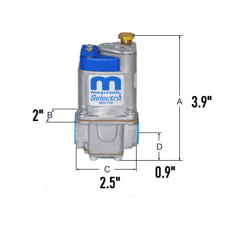 Maxitrol M420RH Modulating Valve Dimension Reference