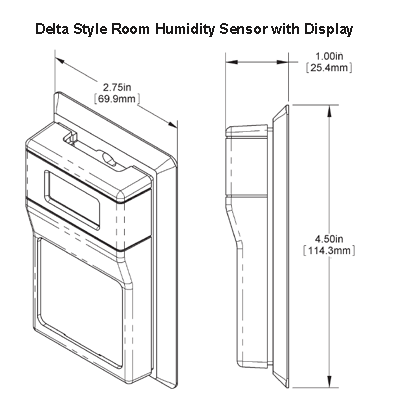 BAPI Delta Style Room Humidity Sensor with Optional Temperature Sensor