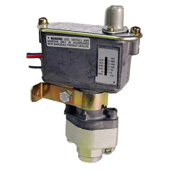 Barksdale Products C9612-2 Visual Indicating Sealed Piston Switch Single Setpoint 125-1500 PSI