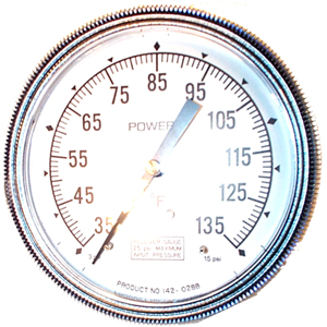 Siemens Building Technology 142-0288 Gauge 3.5" Dial 35-135F 1/4" Barbed